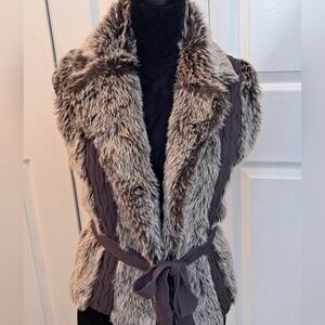 XOXO Faux Fur Belted Sweater Vest    Size M